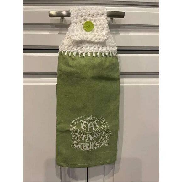 Crochet Top Kitchen Towel- Eat Your Veggies - Picture 1 of 3